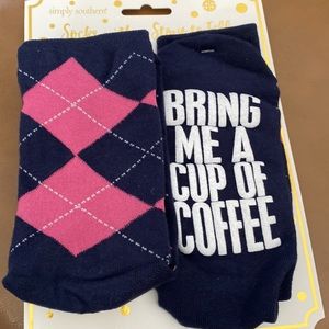 Simply Southern Socks Coffee Pink Argyle New